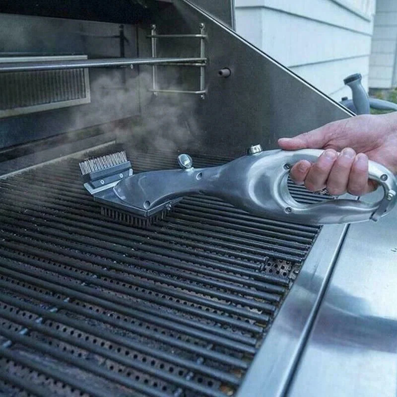 Barbecue Grill Outdoor Steam Cleaning Brush BBQ Cleaner Charcoal Scraper - alternate angle