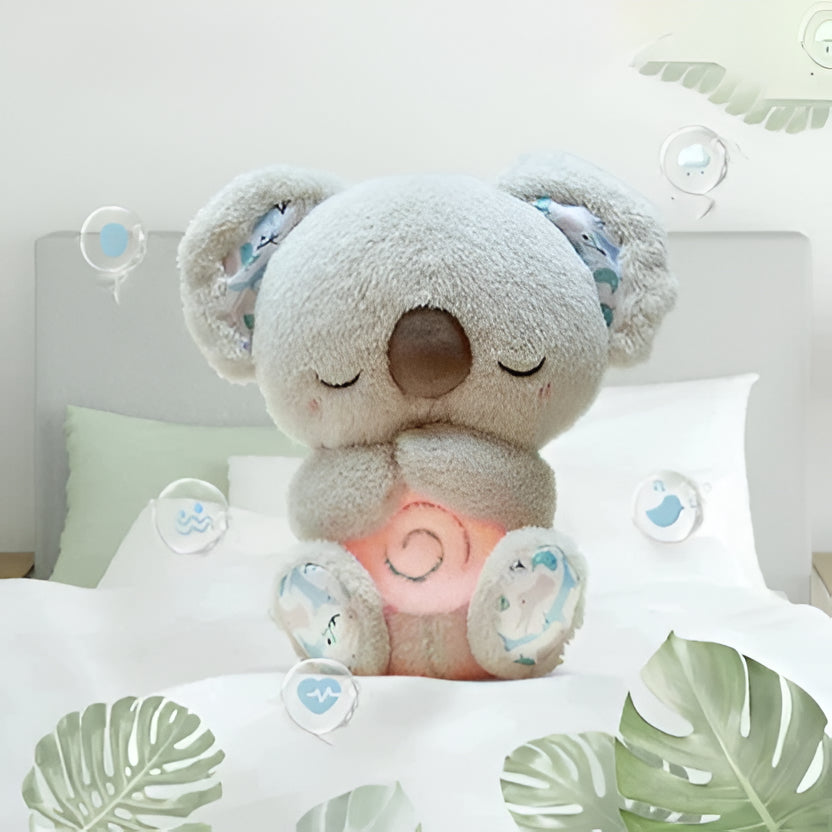 Anxiety Relief Koala Plush Toy with Music, Lights and Rhythmic Breathing Motion - in use