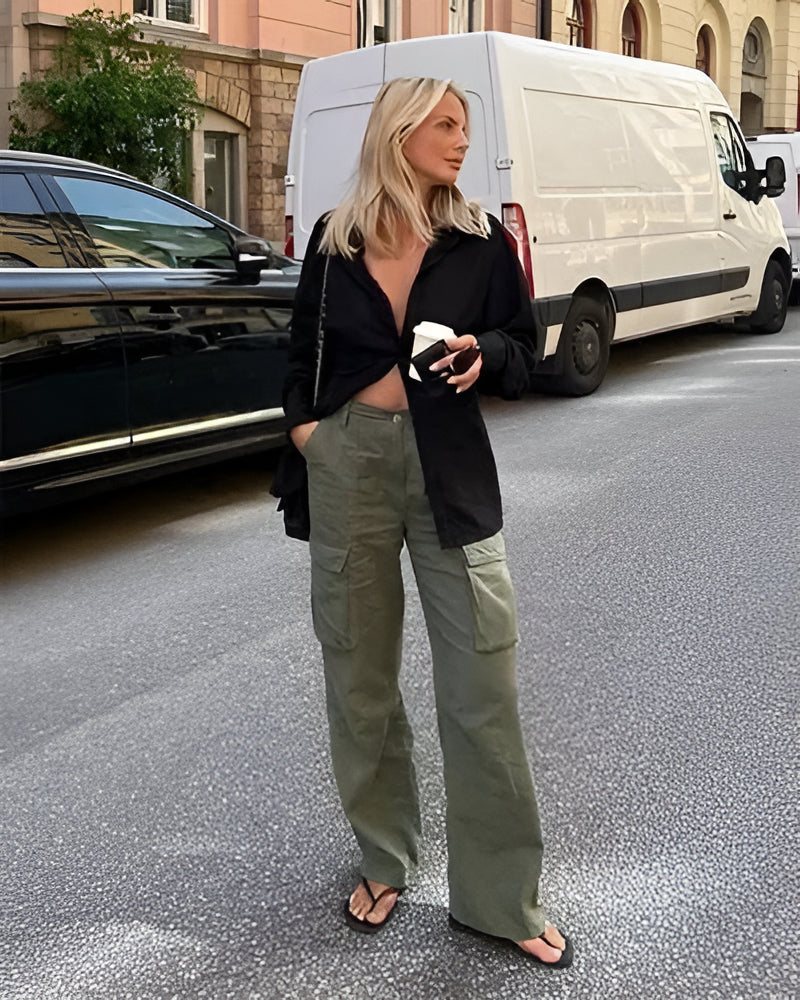 Adjustable Straight Fit Cargo Pants - detail