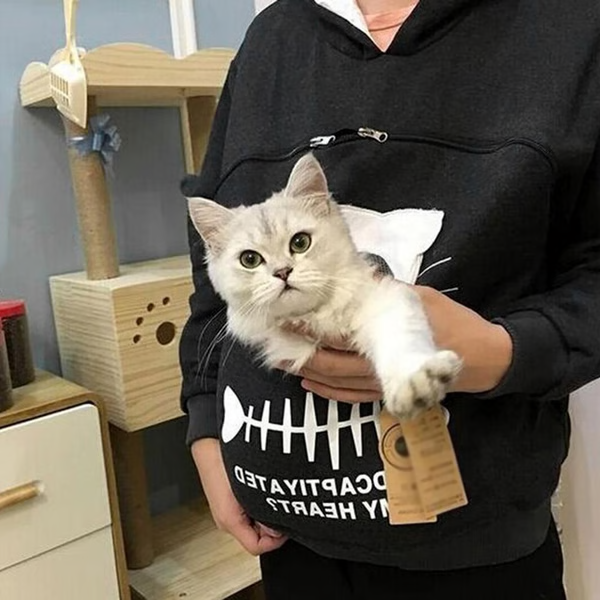Cat Lover Hoodie Cuddle Pouch - Perfect Pet Gift - detail
