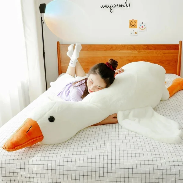 Big White Goose Throw Pillow Duck Sleeping Plush Toy Big Goose Doll Stuffed Toy - alternate angle