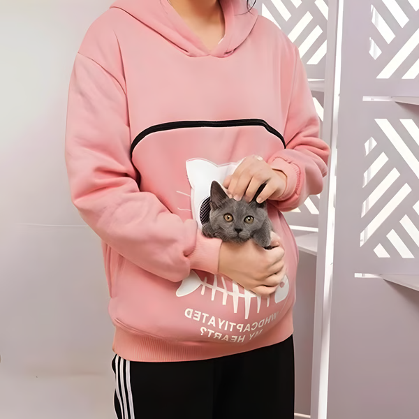 Cat Lover Hoodie Cuddle Pouch - Perfect Pet Gift - in use