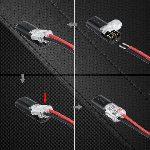 Double-wire Push-in Connector with Locking Buckle - in use