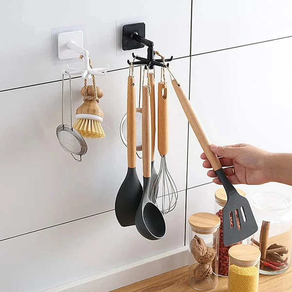 360 degrees Rotating Self-Adhesive Utility Hook - in use