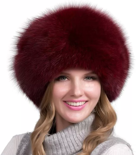 Natural Fox Fur Winter Hat with Earmuffs (Women's)