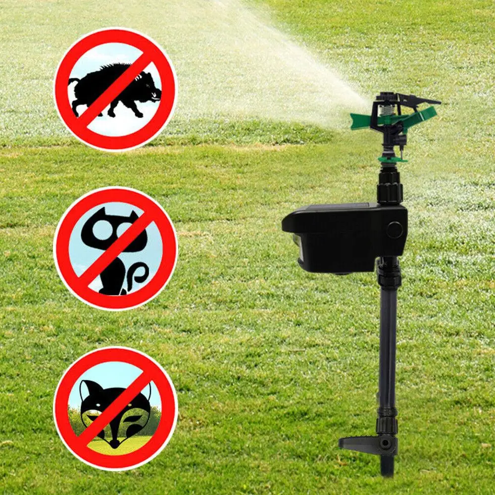 Automatic Motion-Activated Animal Repellent Garden Sprinkler - in use