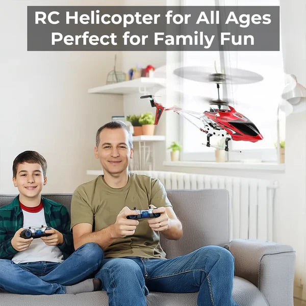Crimson Unbreakable Mini RC Helicopter with Gyro - in use