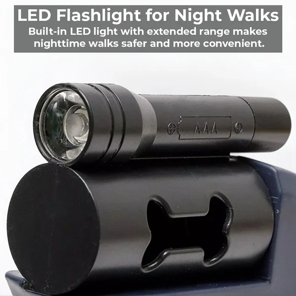 Dual Retractable Dog Leash with Flashlight & Waste Bag Holder - detail