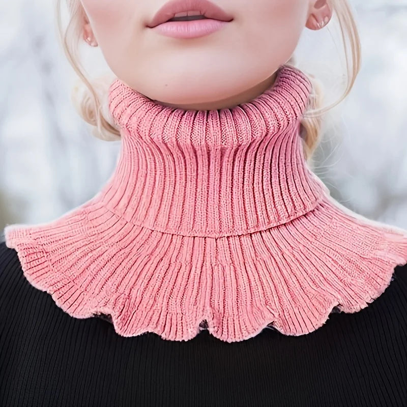 Elegant Knitted Turtleneck Neck Scarf for Women - detail
