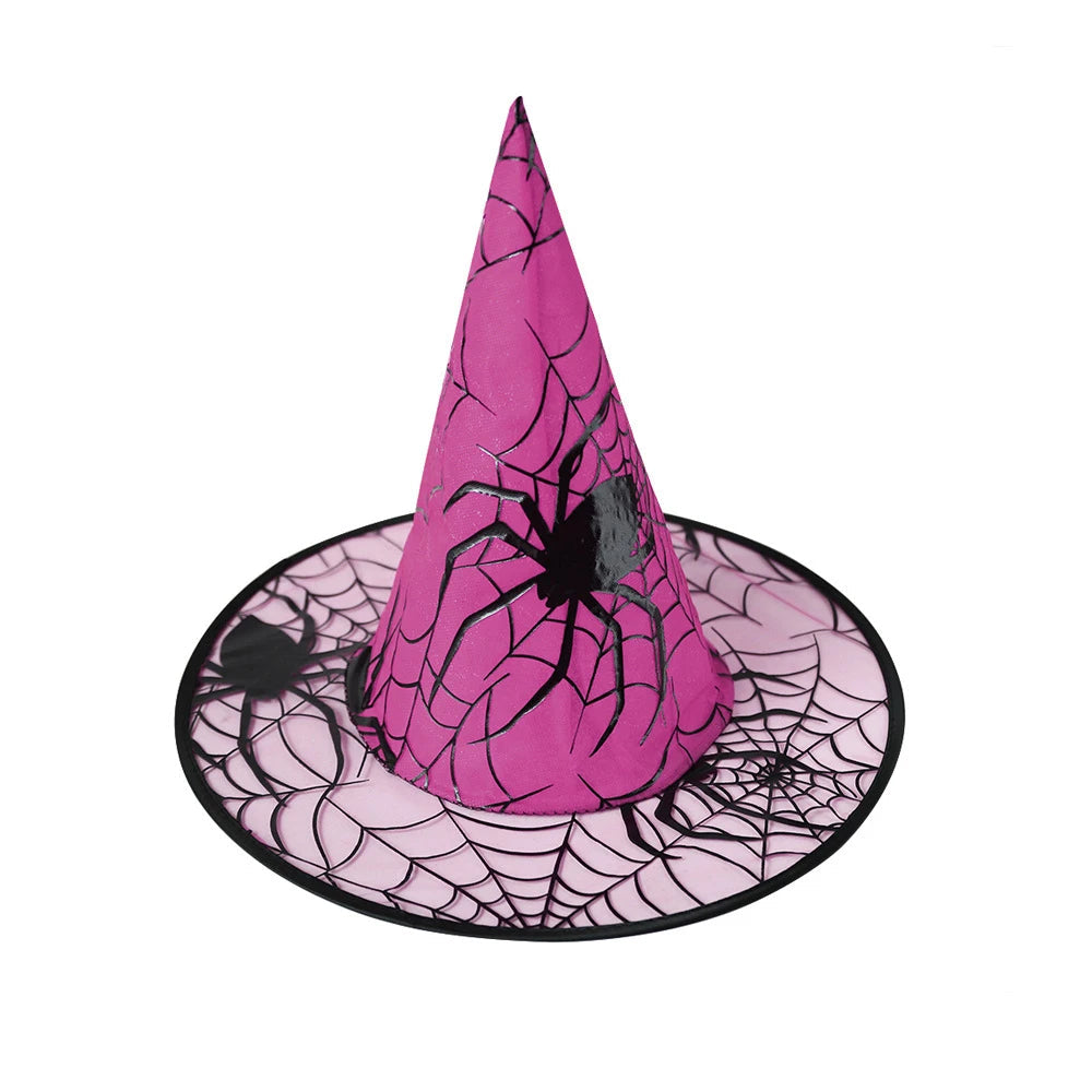Colorful Spider Web Witch Hat Halloween Costume - detail