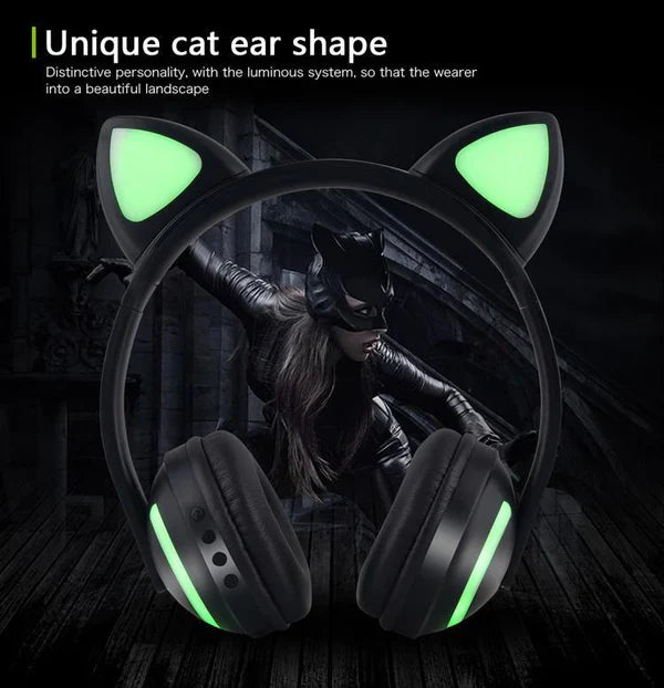 Cat Glowing Bluetooth Headphones - alternate angle