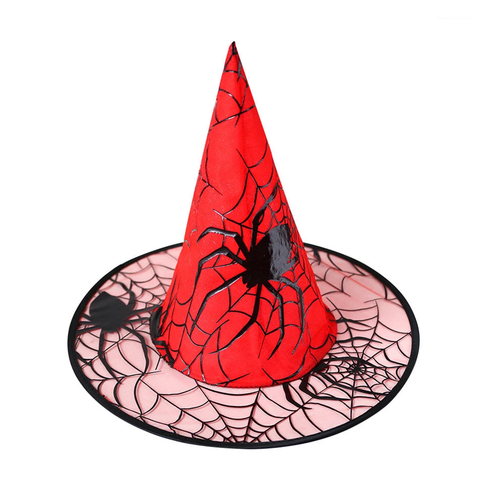Colorful Spider Web Witch Hat Halloween Costume - detail