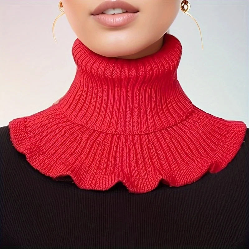 Elegant Knitted Turtleneck Neck Scarf for Women - alternate angle