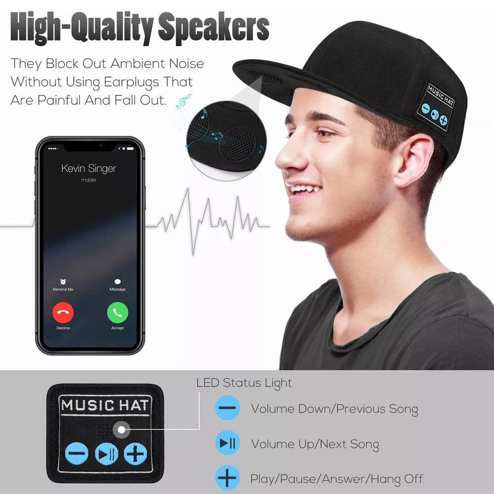Bluetooth Speaker Baseball Cap - Wireless, Waterproof, and Stylish - alternate angle