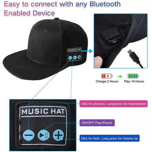 Bluetooth Speaker Baseball Cap - Wireless, Waterproof, and Stylish - alternate angle