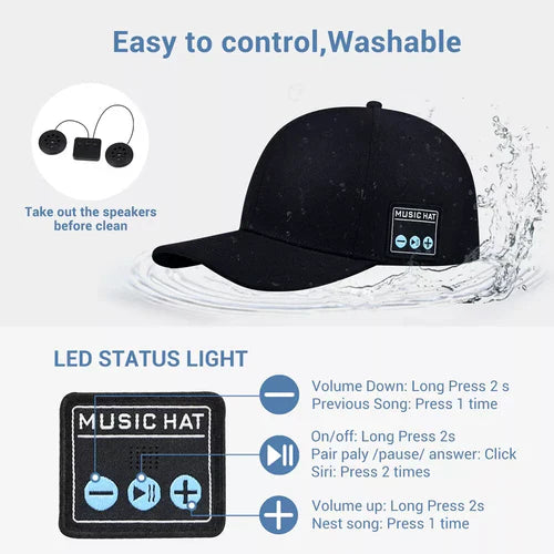 Bluetooth Speaker Baseball Cap - Wireless, Waterproof, and Stylish - detail
