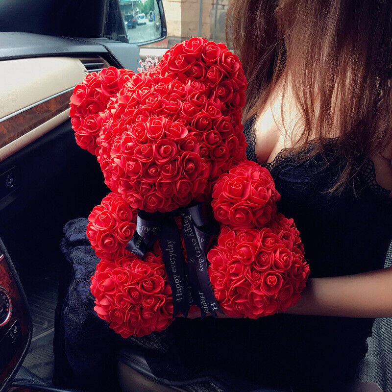 Eternal Love Rose Flower Valentine's Teddy Bear Gift 10" - in use