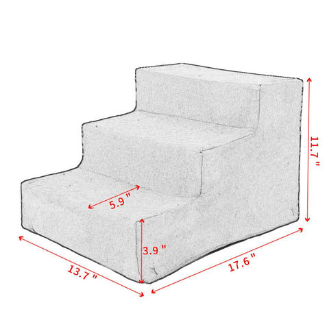 3 Step Portable Dog Stairs For Tall Bed - detail
