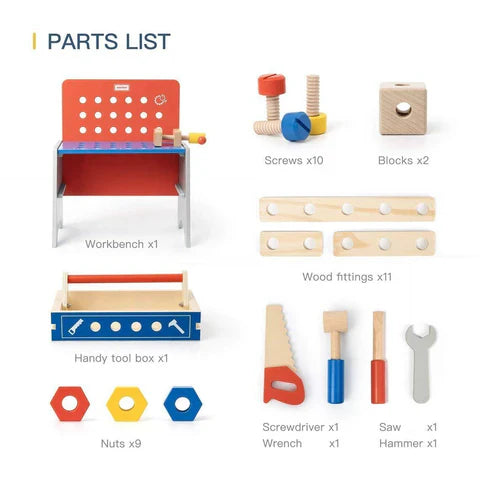 Exclusive Kids Pretend Play Realistic Work Tool Bench Toy - alternate angle