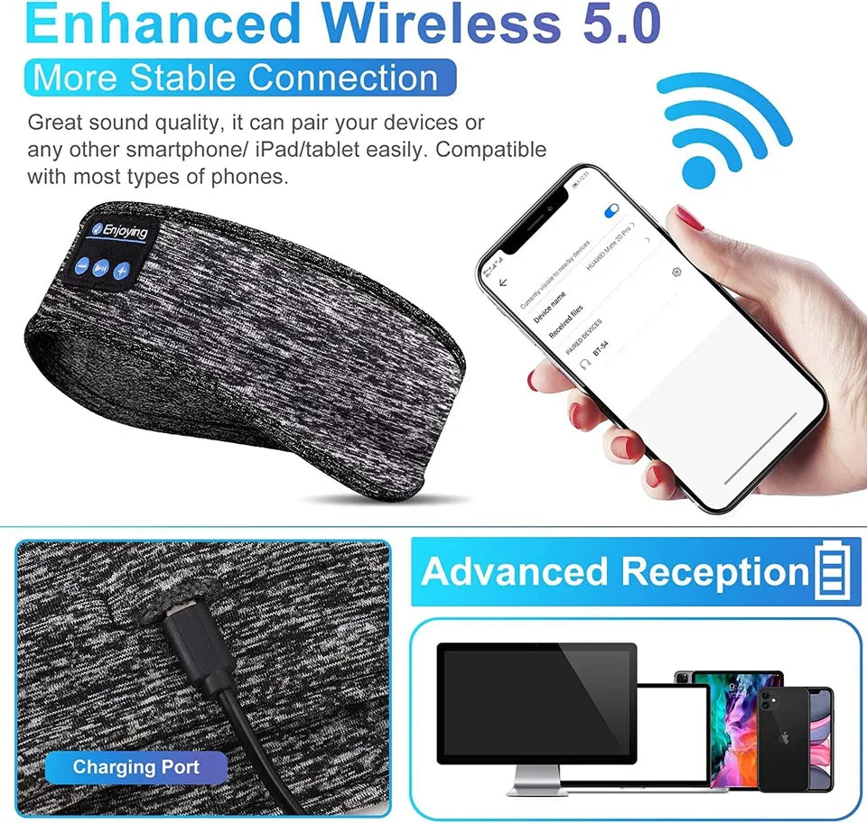 2-in-1 Wireless Sleep Headphones & Sports Headband - in use