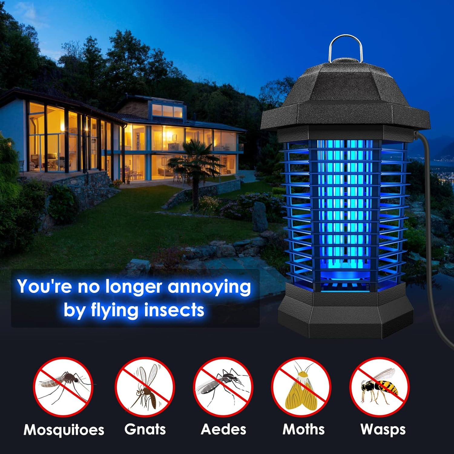 Electric Bug Zapper Light - in use