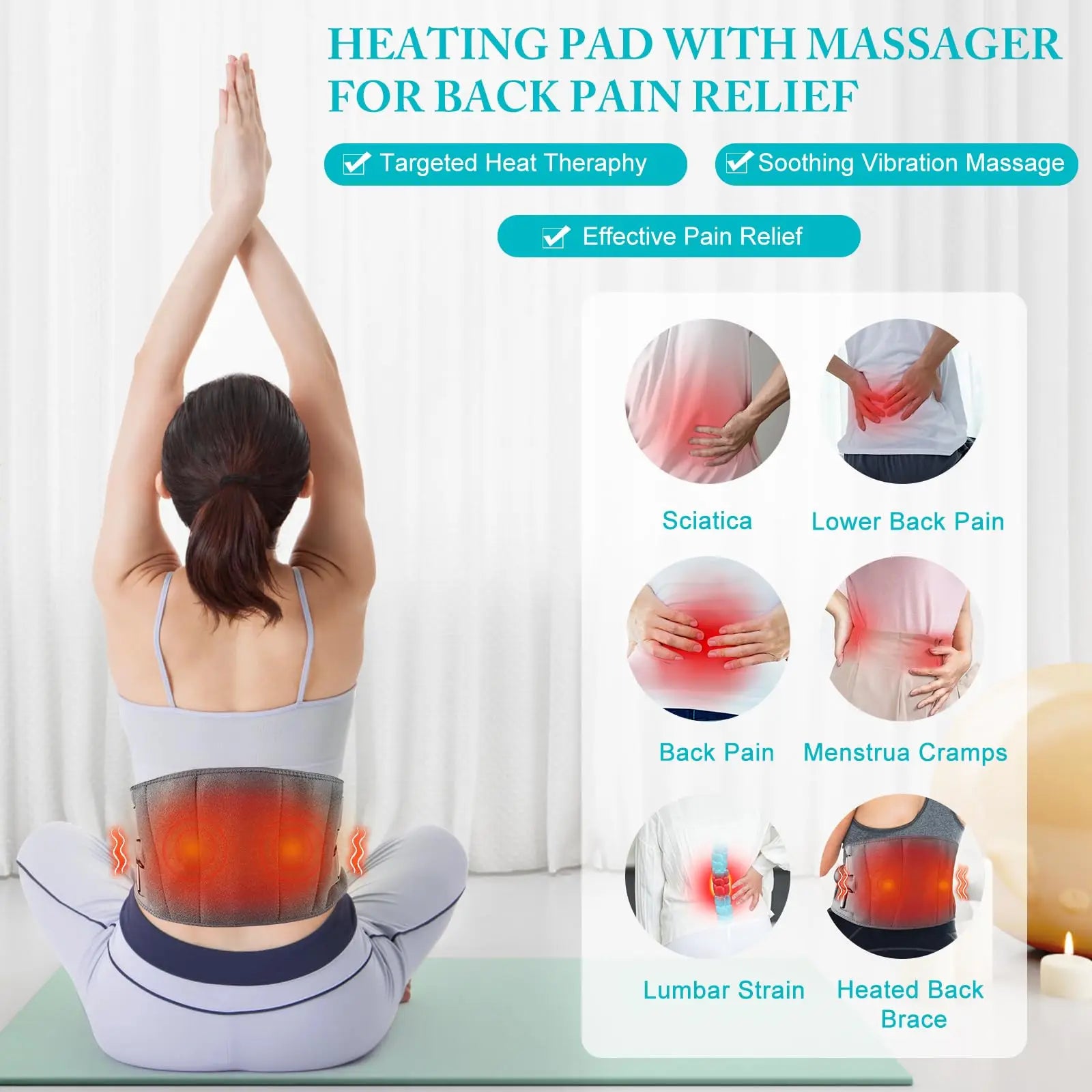 Heating Pad And Lower Back Massager - in use