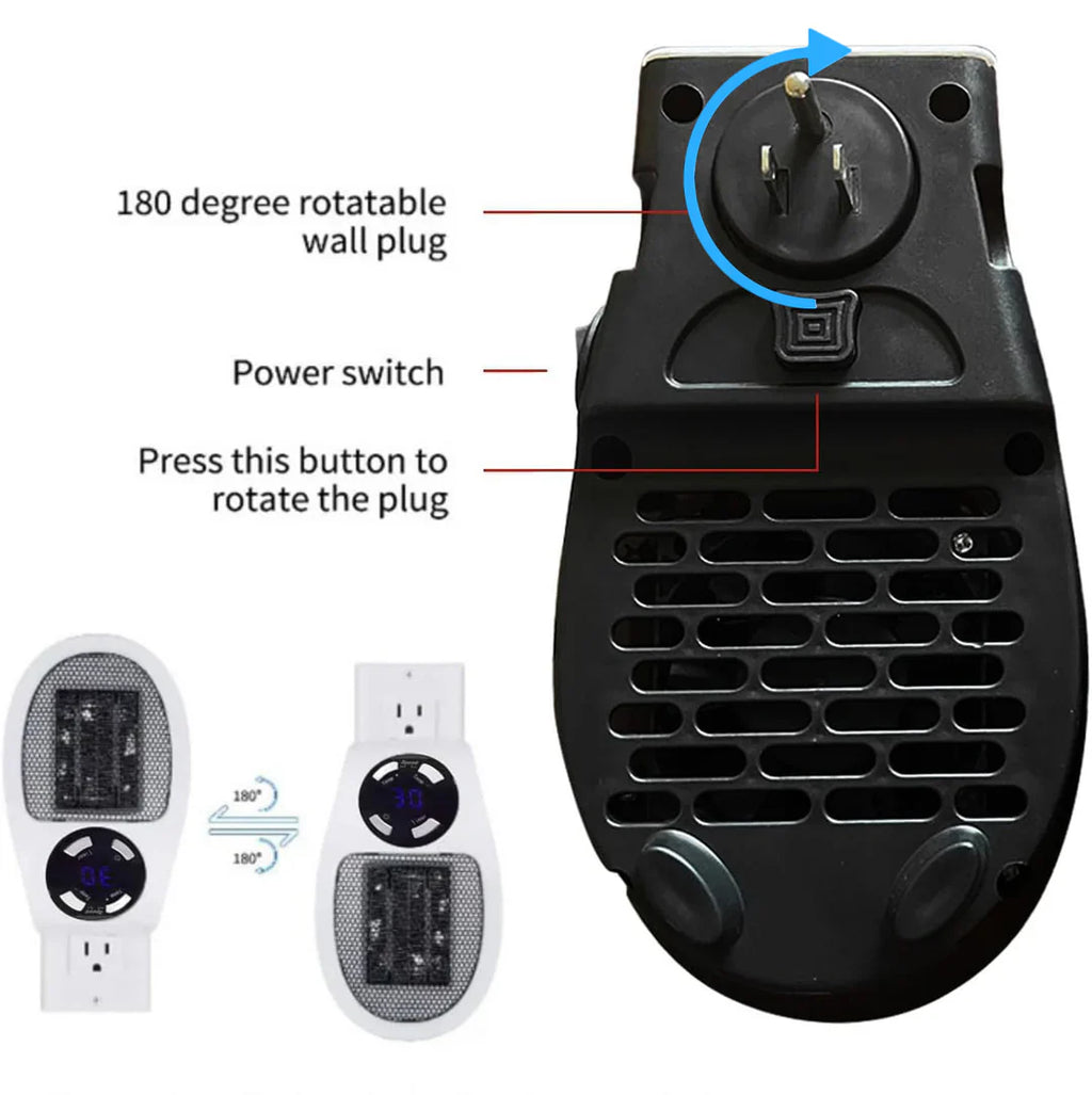 500W Mini Portable Electric Heater with Timer, Remote & Quiet Fan - alternate angle