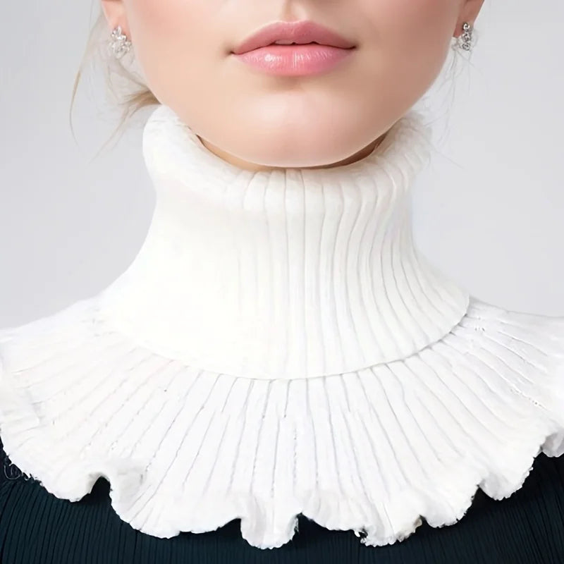 Elegant Knitted Turtleneck Neck Scarf for Women - detail