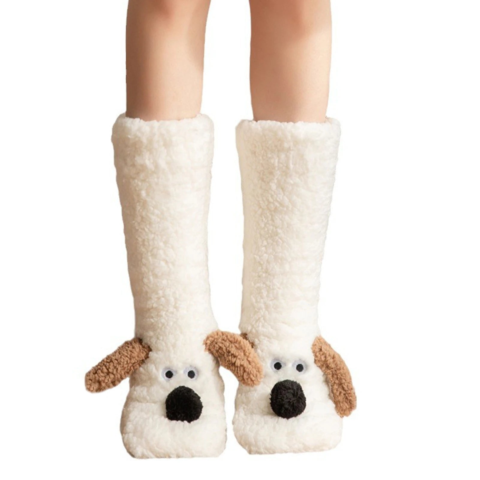 Cute Dog Fuzzy Socks Winter Leg Warmer - alternate angle
