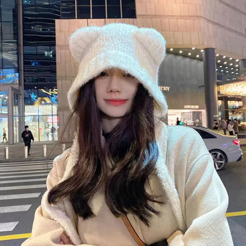 Cute Bear Ear Winter Hat - detail